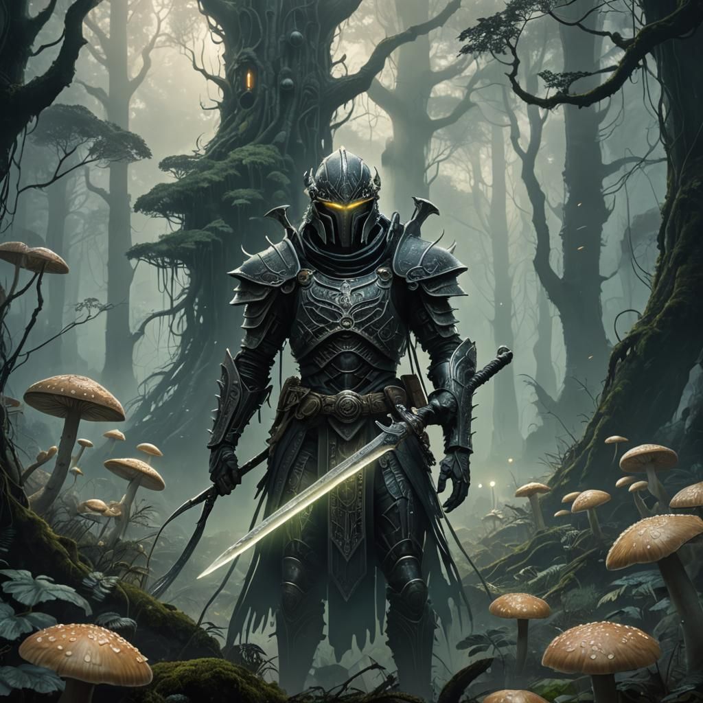 Mystical Forest: Shady Anime Character with Pickle Sword