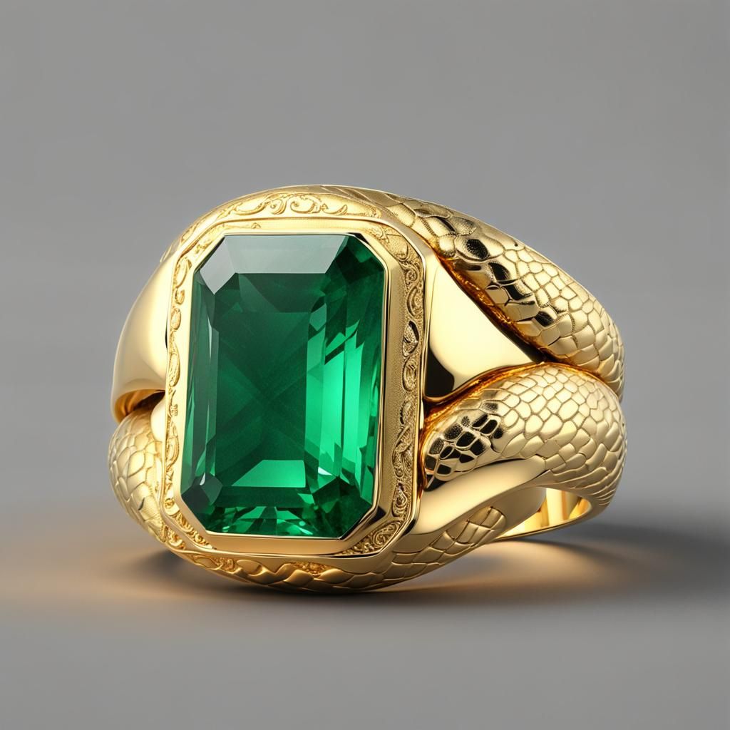 Gold snake signet ring