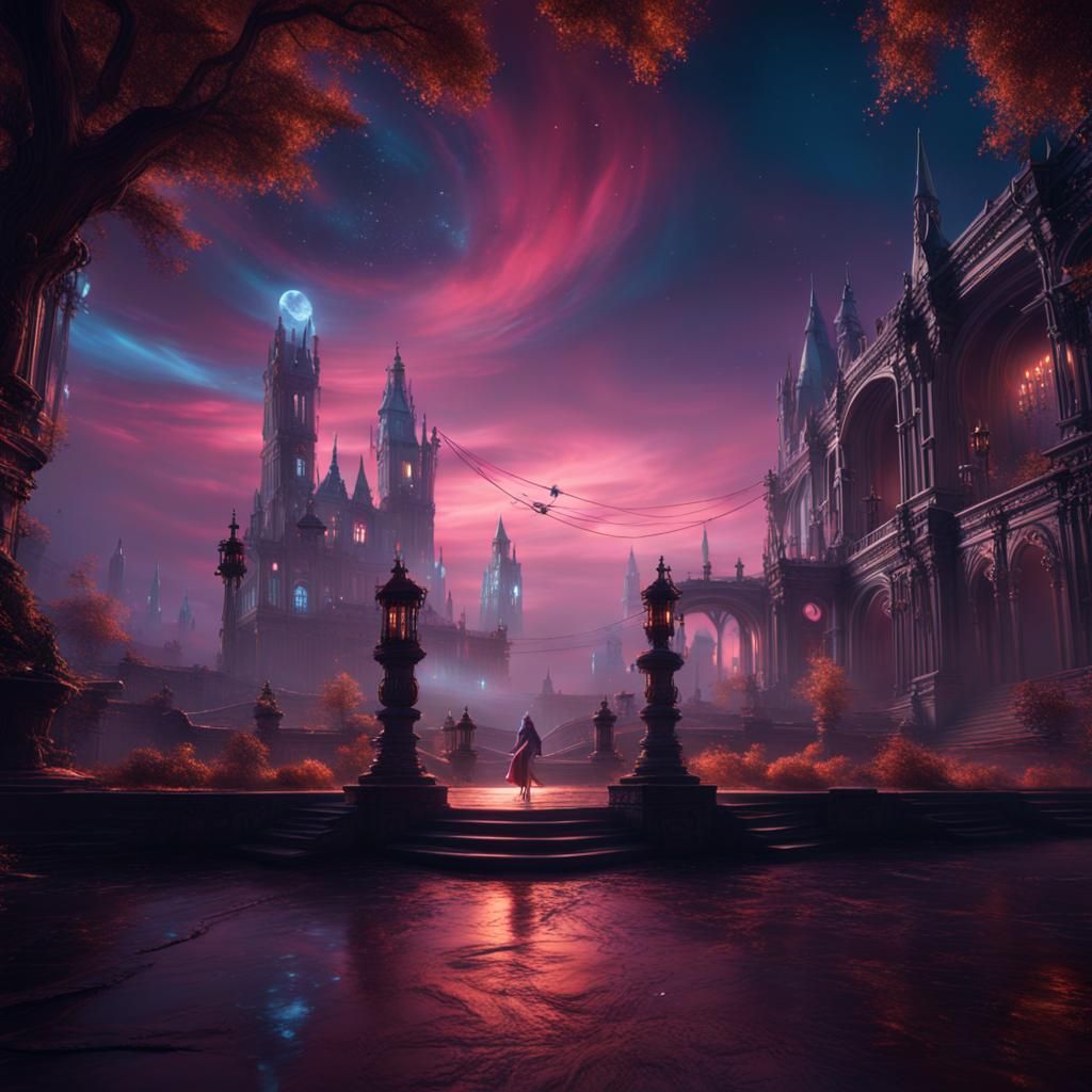 Fantastical Night Sky Dance in Detailed Matte Painting
