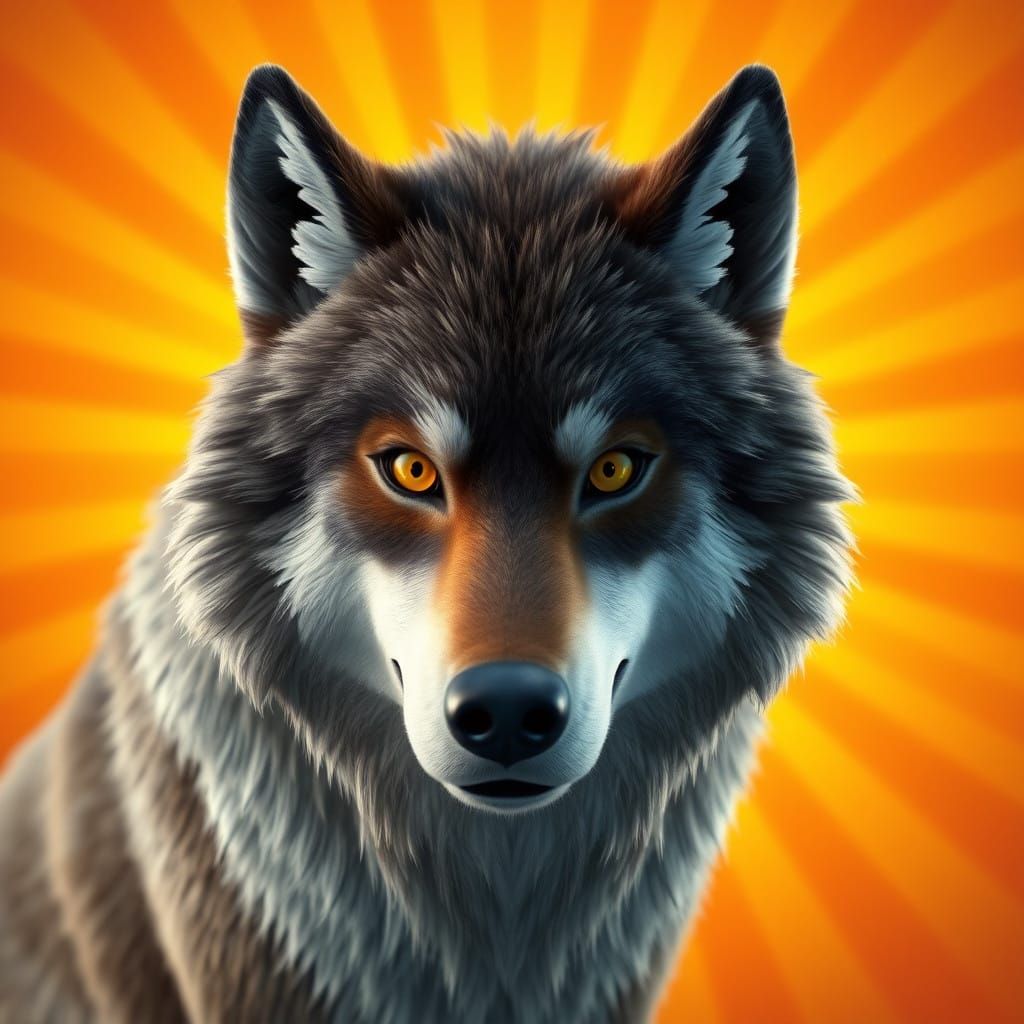 Majestic Wolf in Vibrant 3D Animation Style