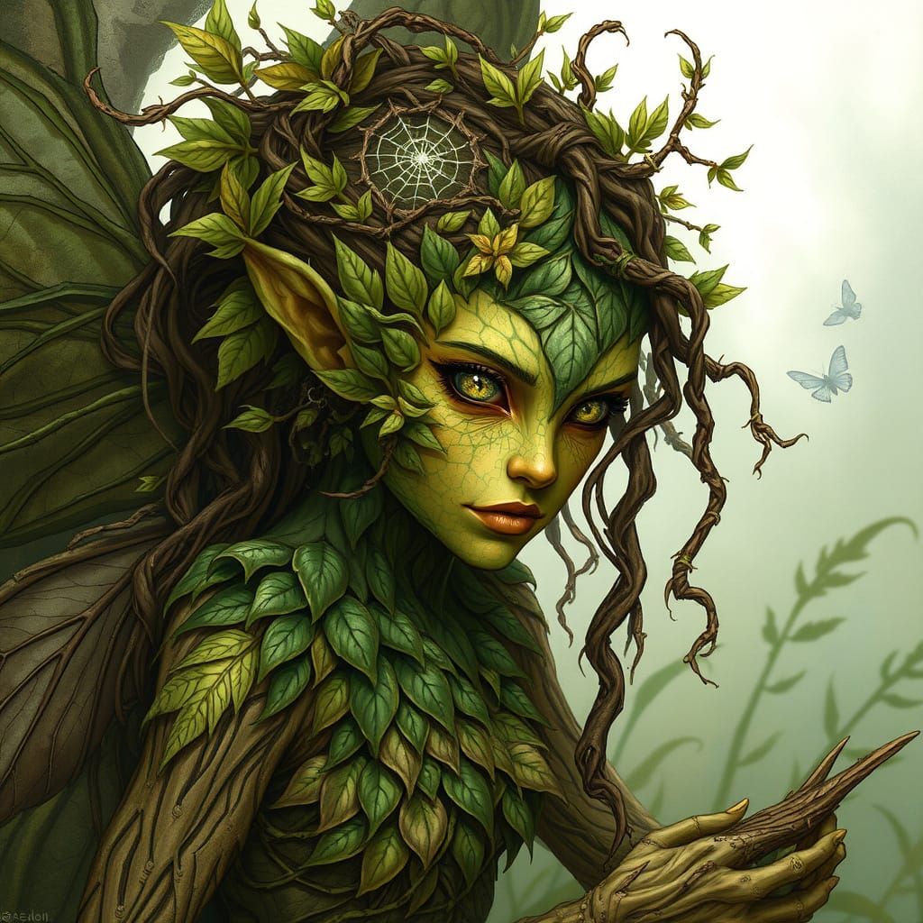 Wildling Fairy Made of Leaves and Twigs
