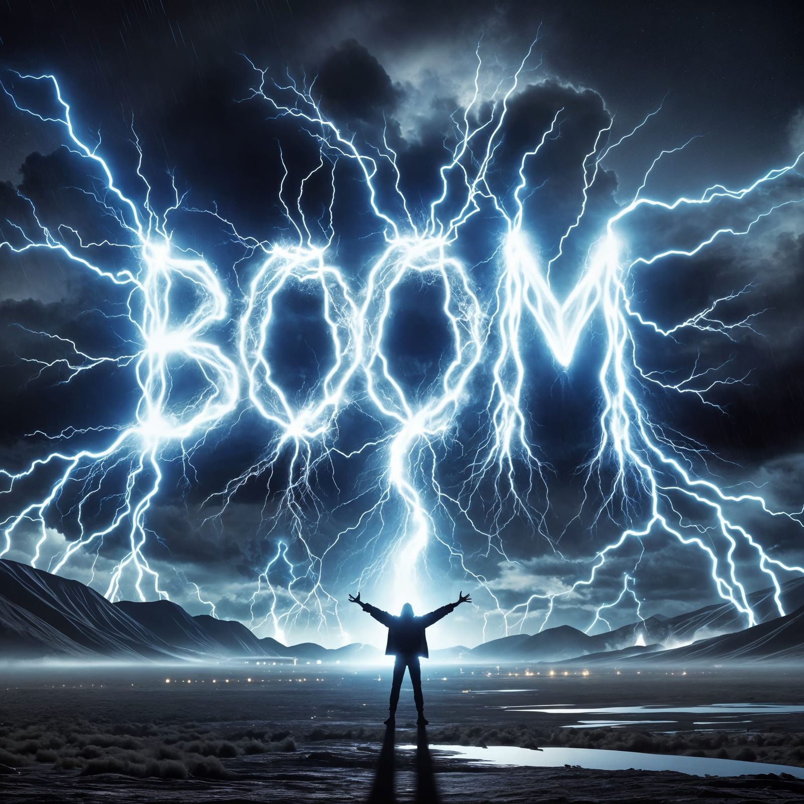 Lightning Spells Boom Across Stormy Night Landscape