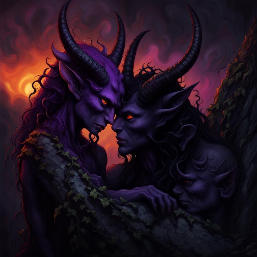 Demons Embrace in Dark Fantasy Digital Art