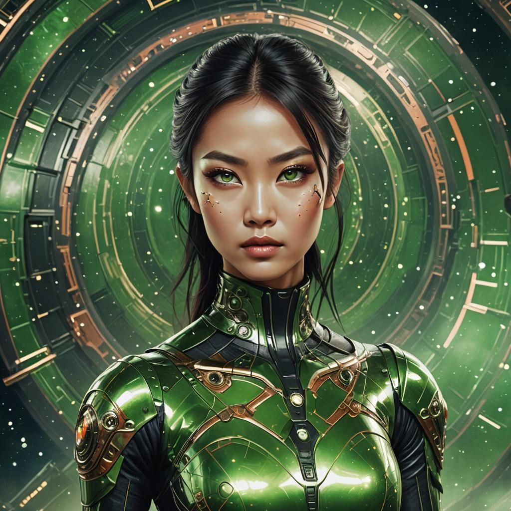 Beautiful Metal Asian Woman on Mars