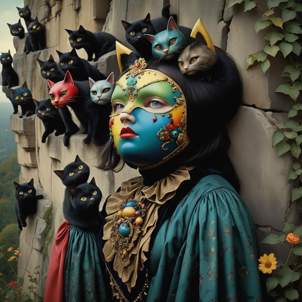 Woman in Bird Mask Throws Demons off Cliff