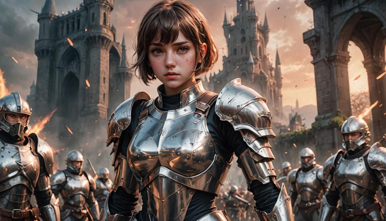 Scared Knight Leads Men into Battle, Digital Art