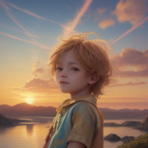 Child Paints Sunset in Digital Pastel Art