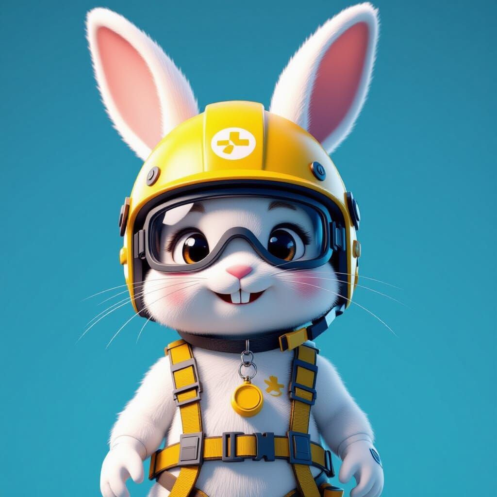 Cute Rescue Rabbit in Anime Style