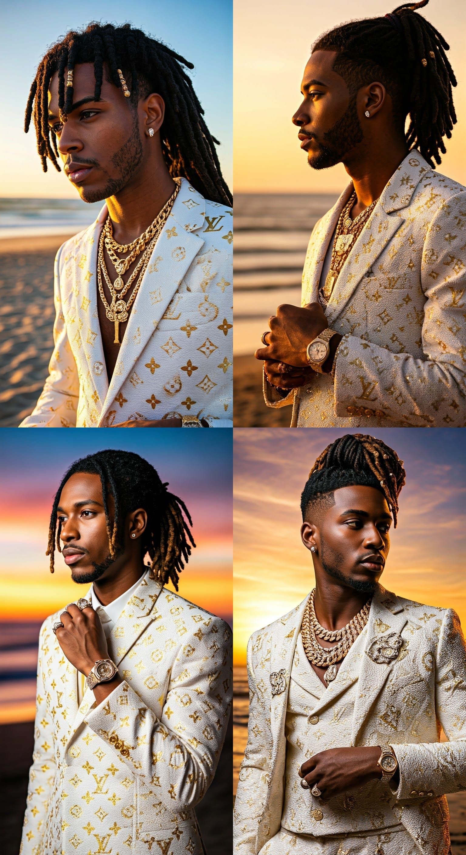 Elegant Young Louis Vuitton Prince at Sunset