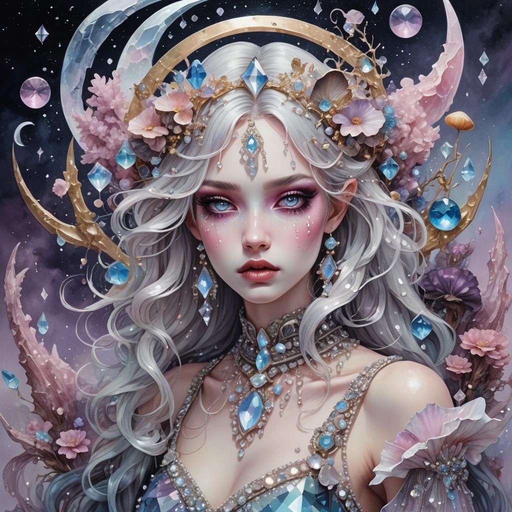 Crystalline Girl: Pastel Goth Digital Art