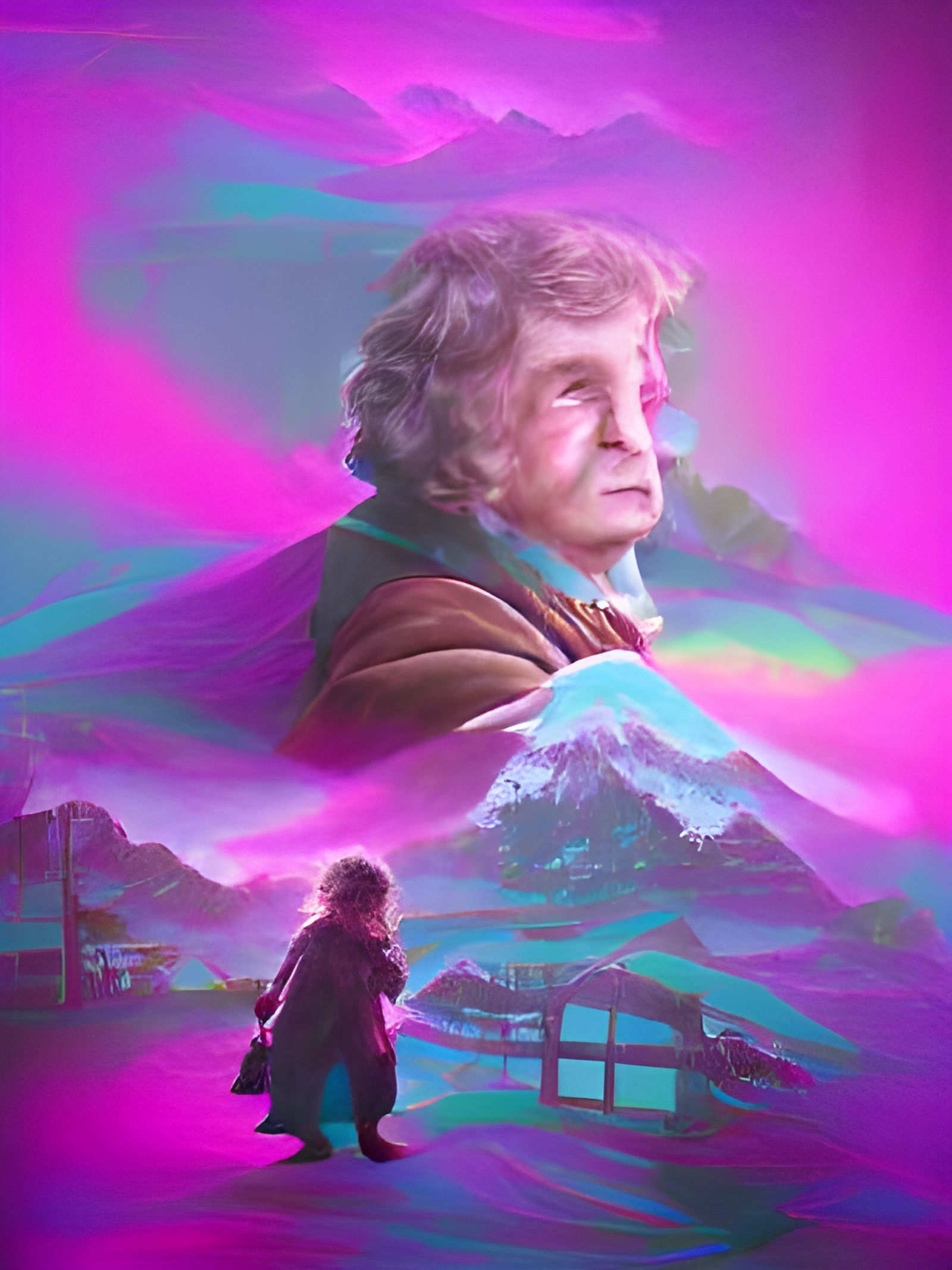 Bilbo Baggins in Vaporwave Style