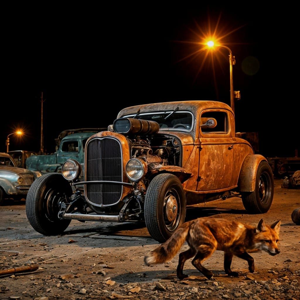 Rusty 1932 Ford Rat Rod in Junkyard