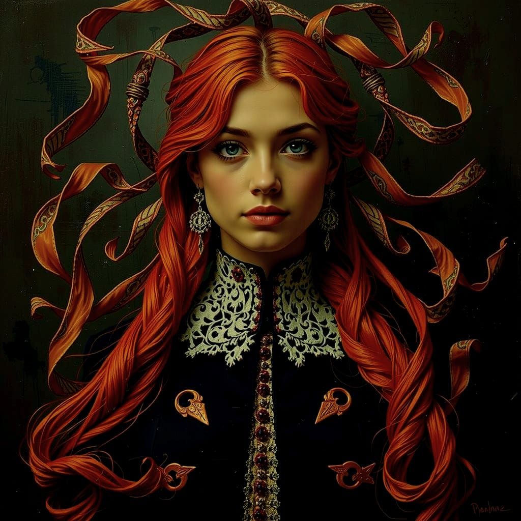 Dynamic Swirling Ribbons of Red in Hyperrealistic Style