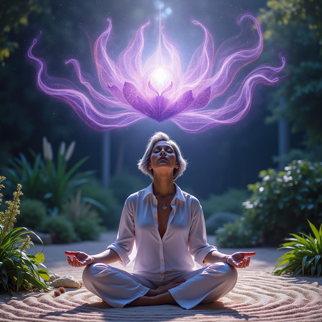 Ethereal Soul Projection in a Zen Garden