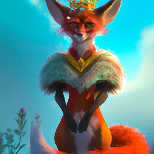 Godly Fox Queen in Detailed Fantasy Art