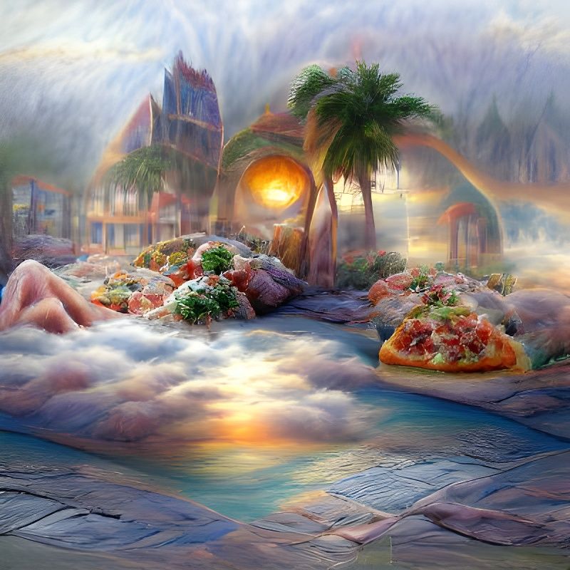 Surreal Sunrise on a Pizza Beach