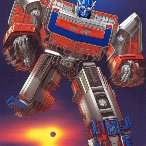 Optimus Prime in Comic Book Art Style