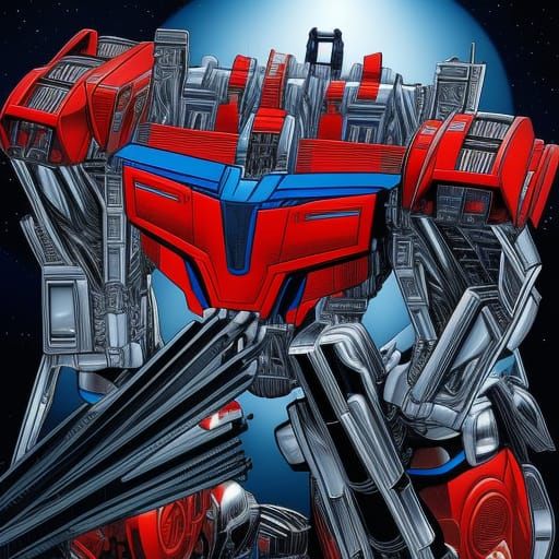 Optimus Prime in Comic Book Art Style