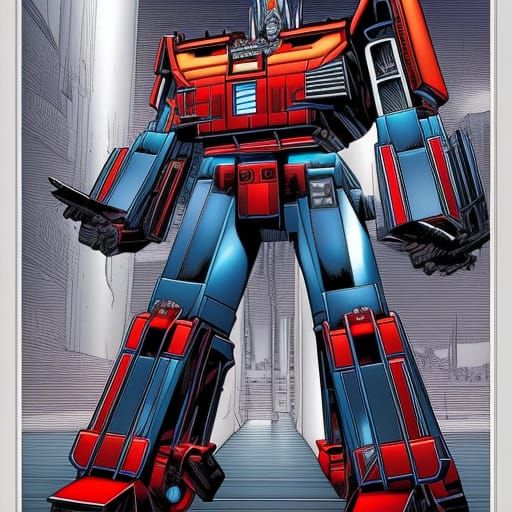Optimus Prime in Comic Book Style Art
