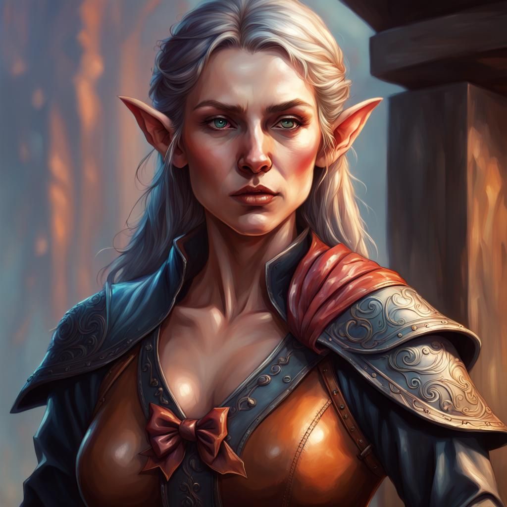 Half-Elf Archer in Hyperrealistic Splash Art