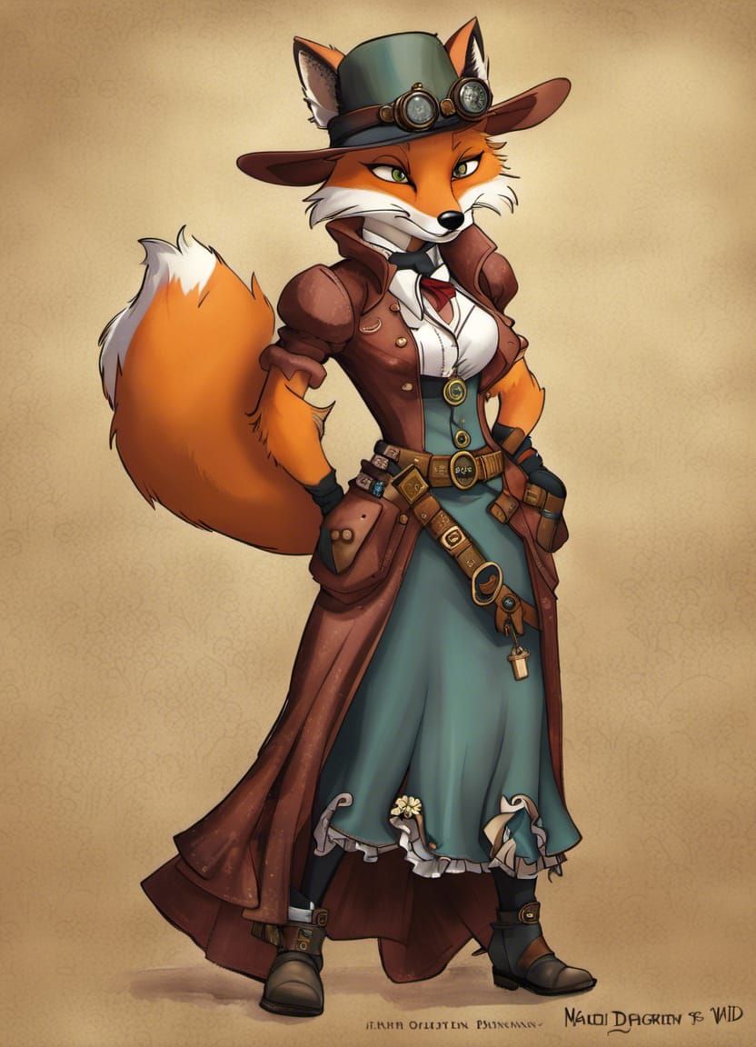 Steampunk Outlaw Fox in Disney Style
