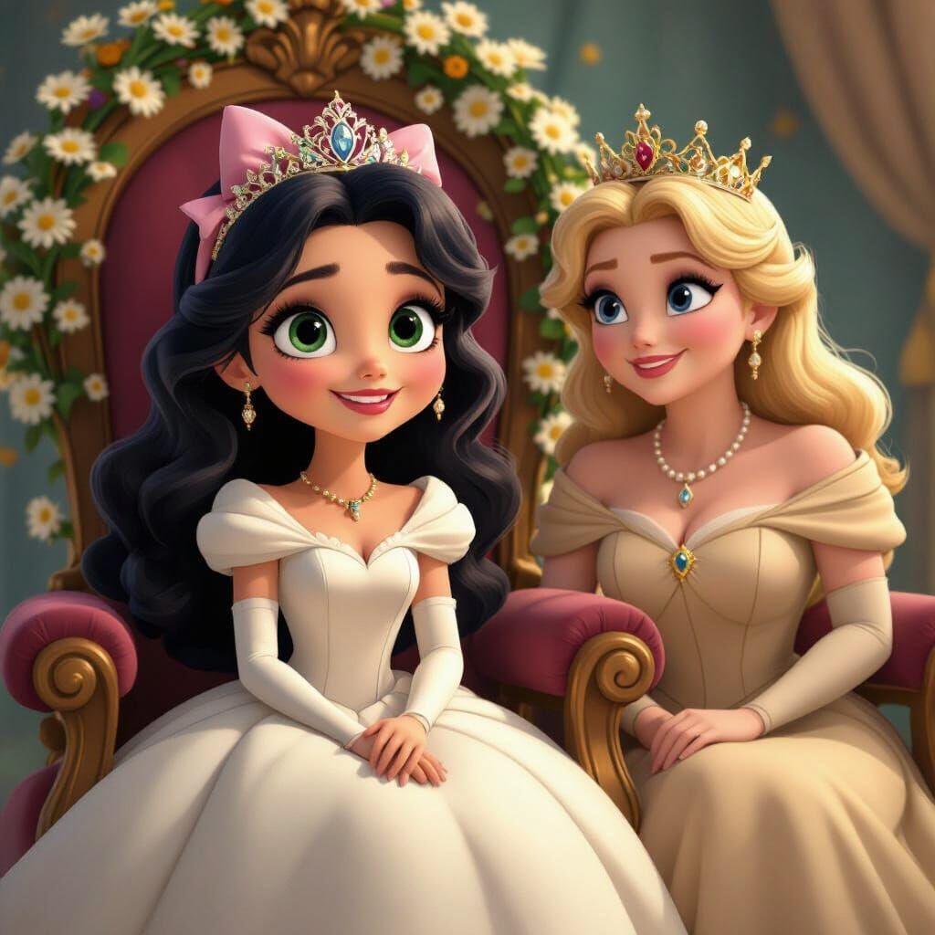 Disney Princess Wedding Scene with Dandelion Wreath