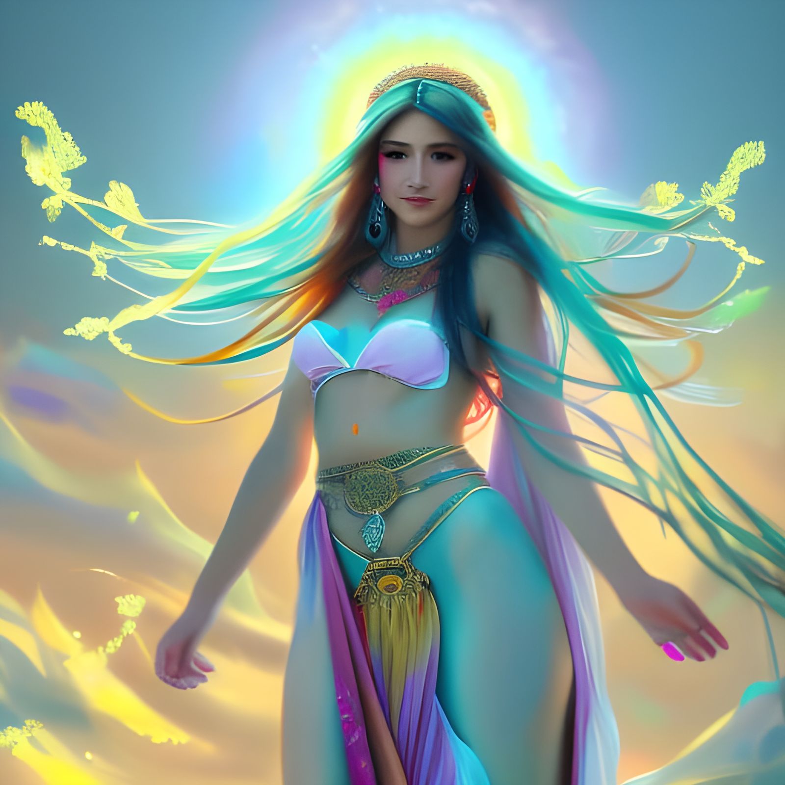 Goddess Rhiannon: Colorful Ethereal Portrait