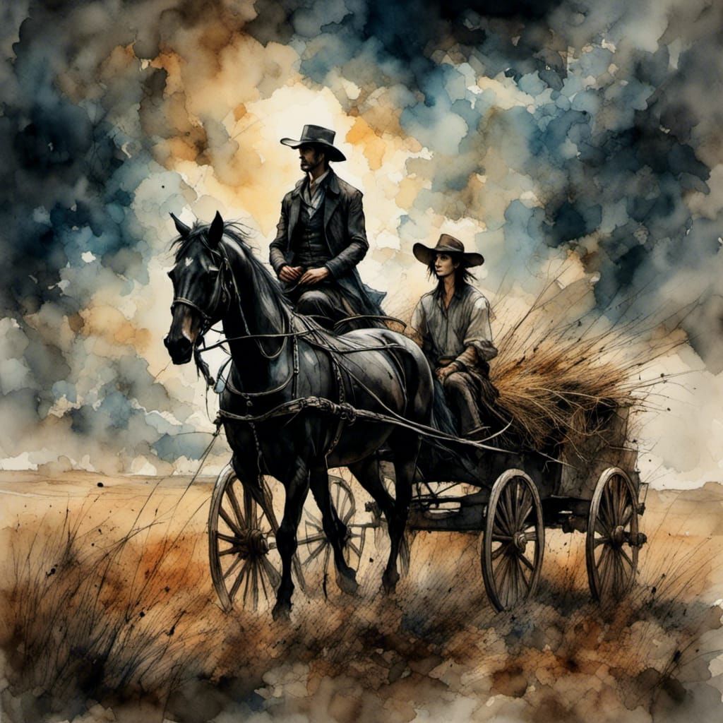Hauntingly Handsome Cowboy in Stormy Western Scene