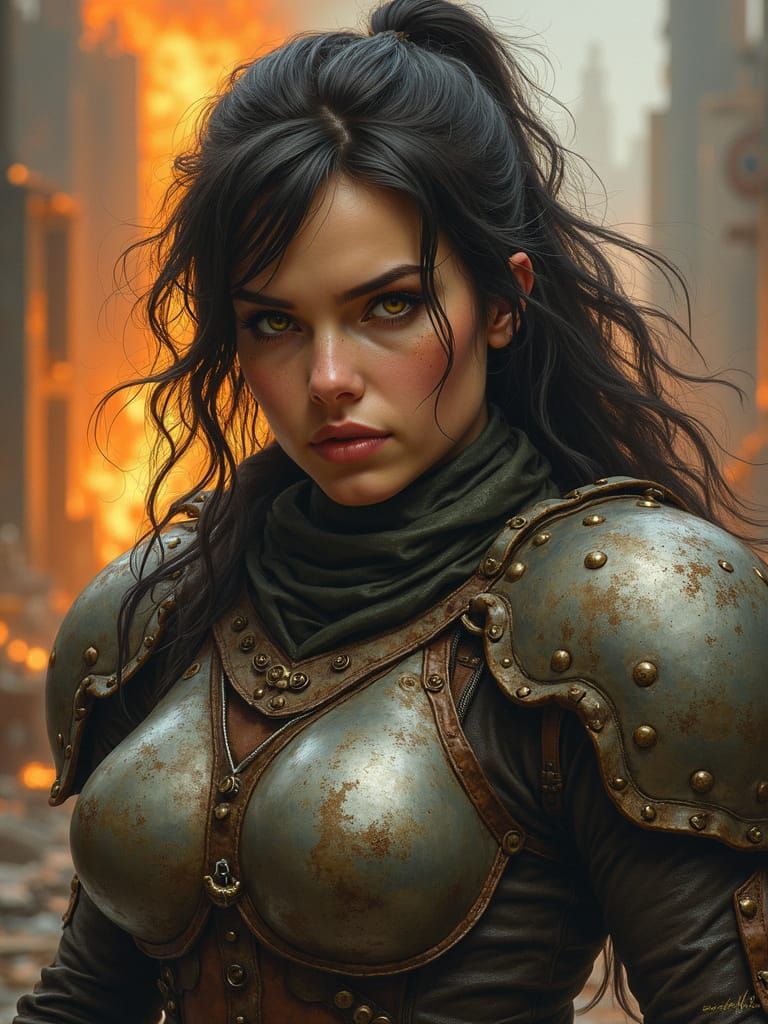 Post-Apocalyptic Looter Portrait in Oil Painting Style