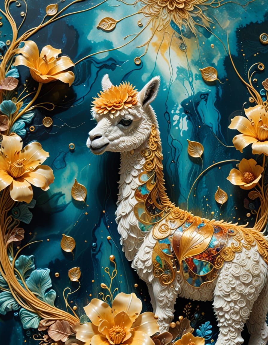 Surreal Alpaca Hybrid Swims in Spaghetti Lake