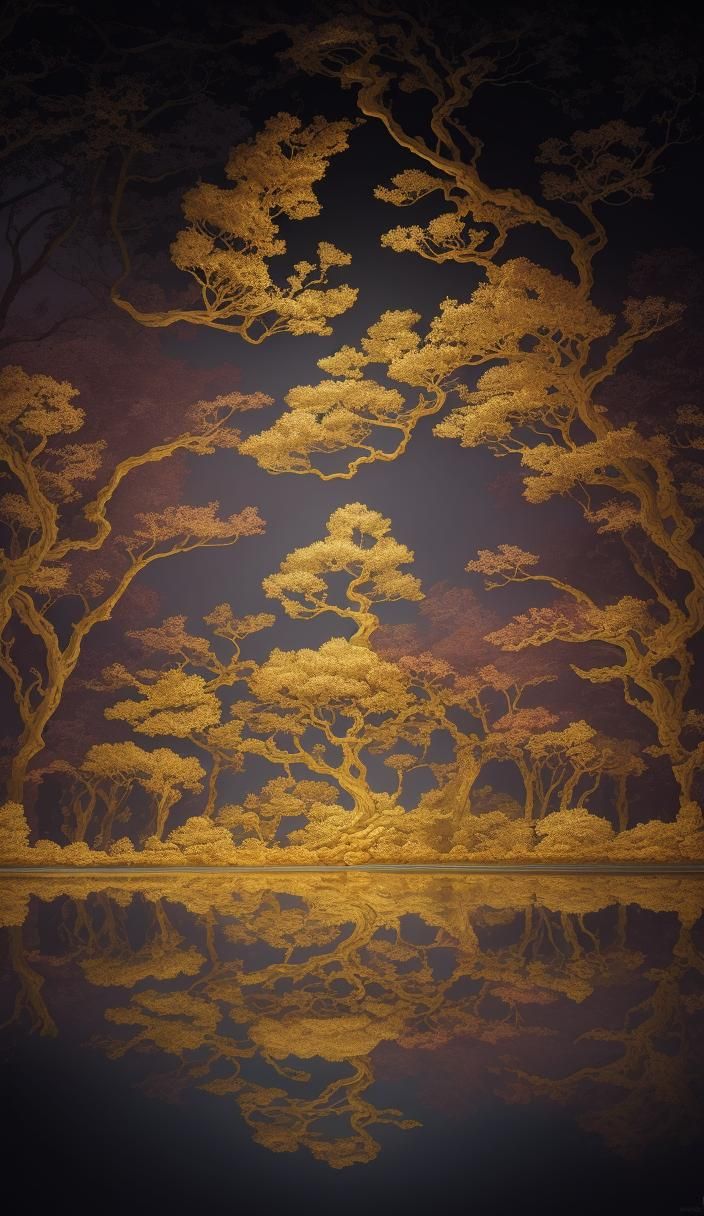 Sakura Tree in Bloom: Baroque Art Deco Scenery