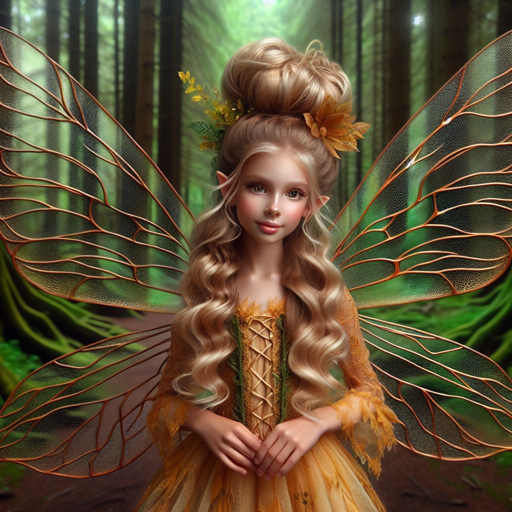 Enchanting Forest Fairy with Golden Hair