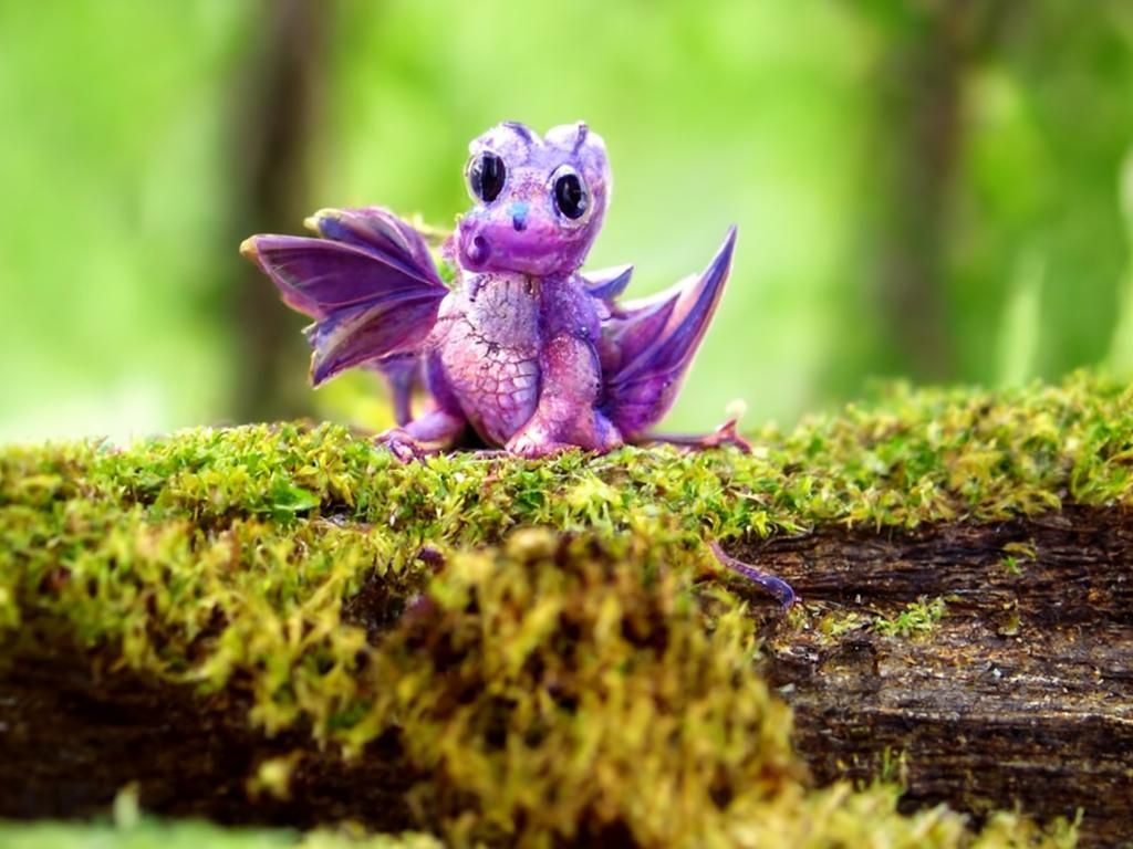 Adorable Purple Baby Dragon Hatchling in Forest
