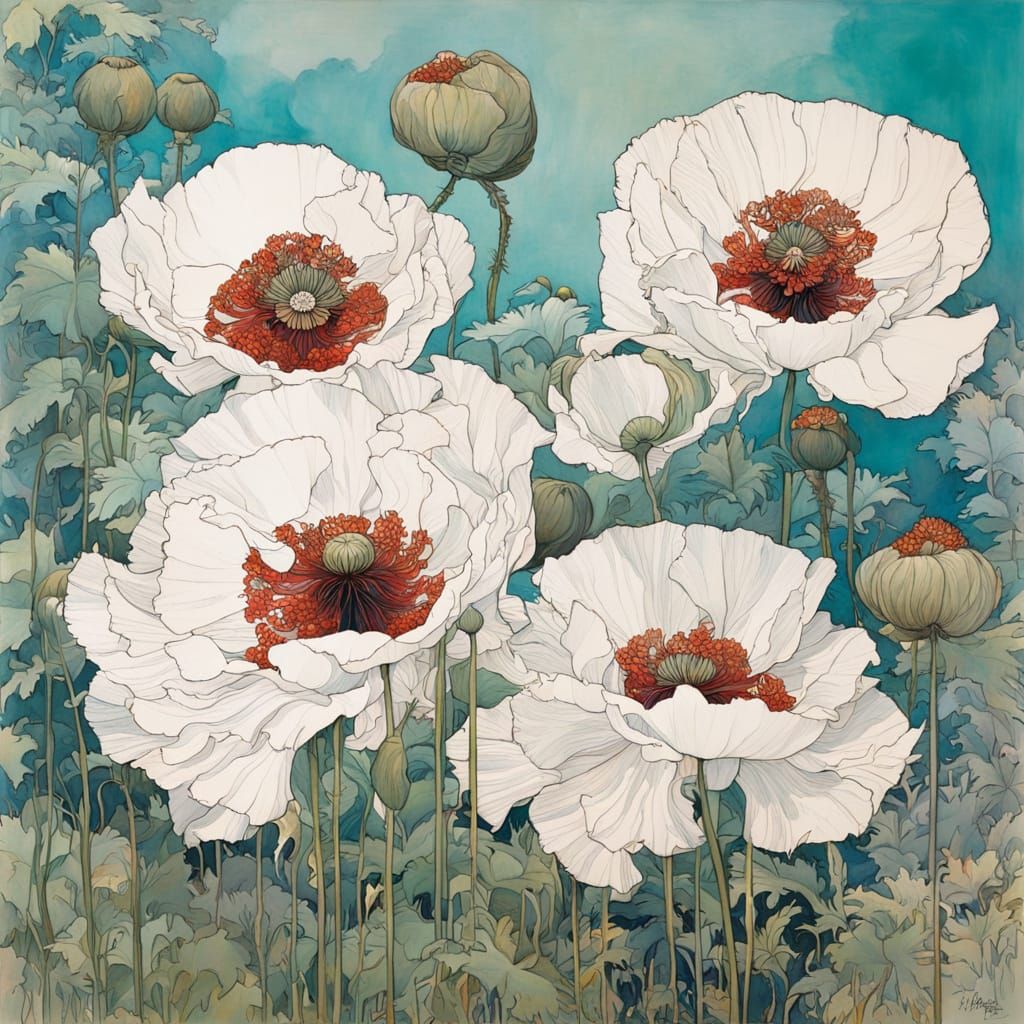 Vibrant Oriental Poppy in Impressionist Style