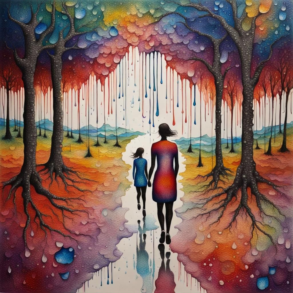 Walking in Memories: Impasto and Pointillism Art