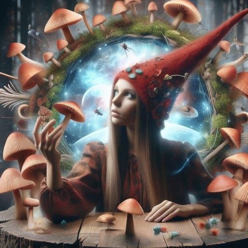 Gnome Portal to Alternate Reality in Whimsical Fantasy Style