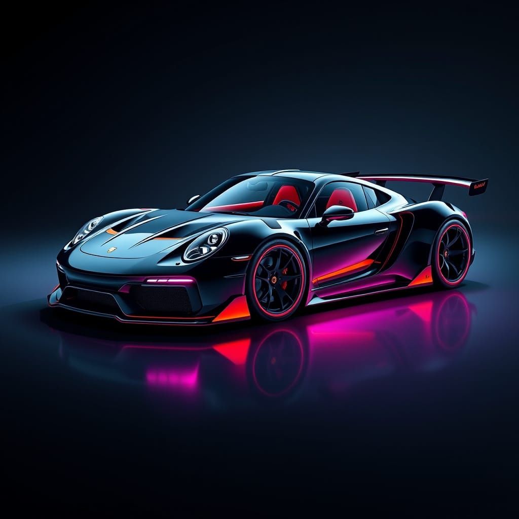 Futuristic Porsche with Neon Accents