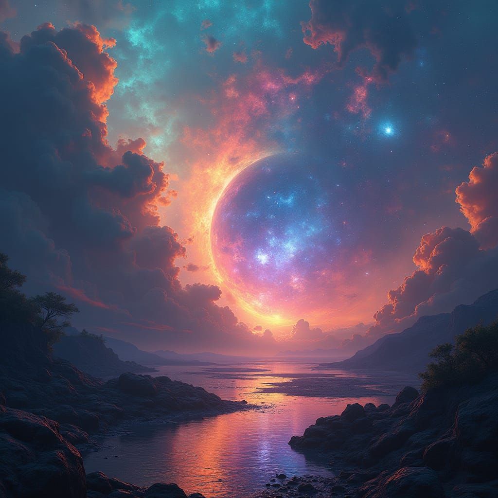 Galaxies Reflected in an Eye: Detailed Matte Painting