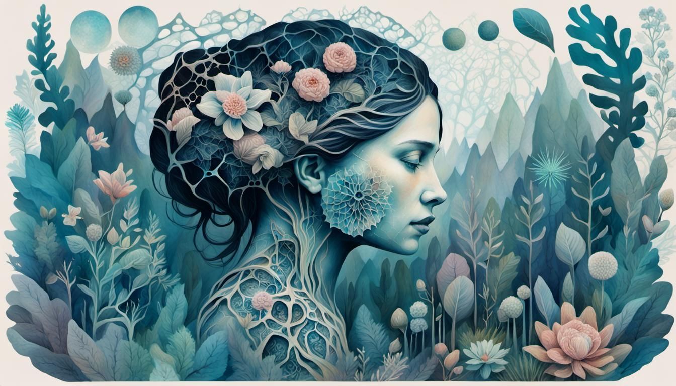 Abstract Woman in Pain: Mixed Media Art