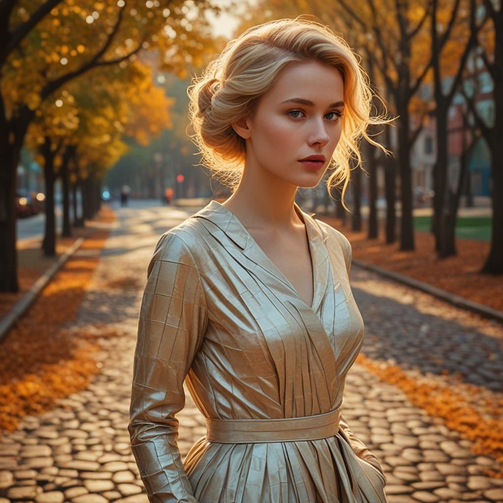 1950s Pin-Up Glitch Art in Autumnal Colors