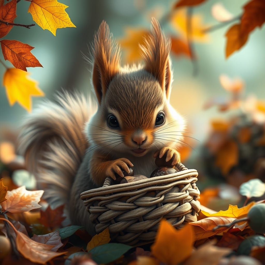 Whimsical Squirrel in Autumn Wonderland