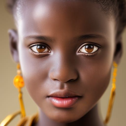 Stunning Portrait of African Girl in Studio Lighting