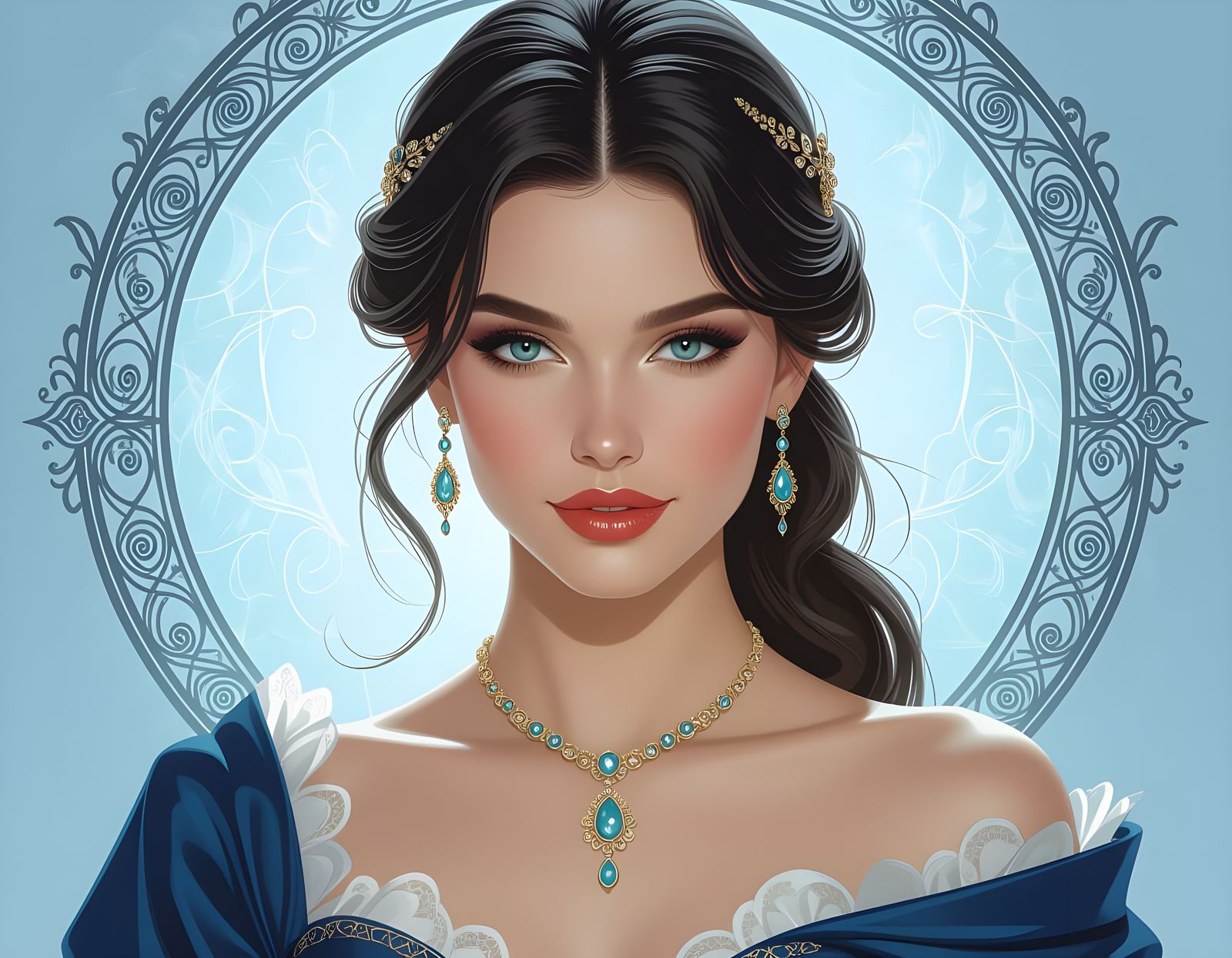 Mysterious Lady Portrait in Hyperdetailed Digital Art