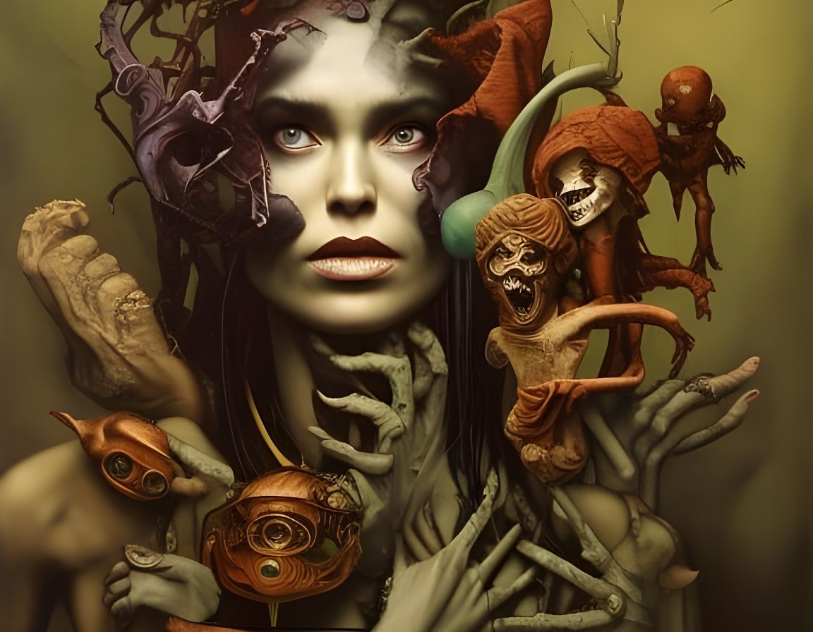 Regal Portrait in Dark Surrealist Style