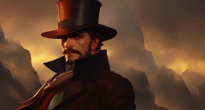 Magician in Tophat: Hyperdetailed Comic Art Portrait