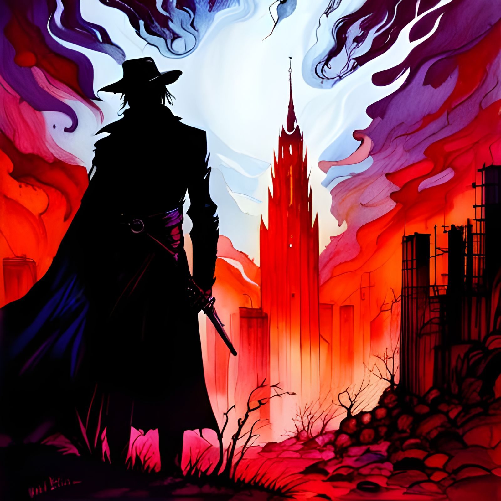 Dark Tower Fantasy Western Photoillustration