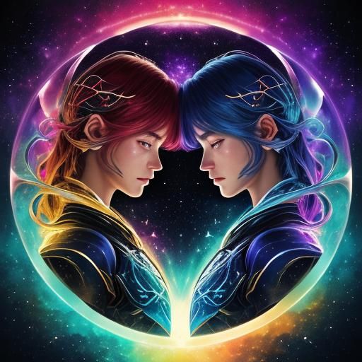 Hyperrealistic Face with Colorful Cosmic Reflection