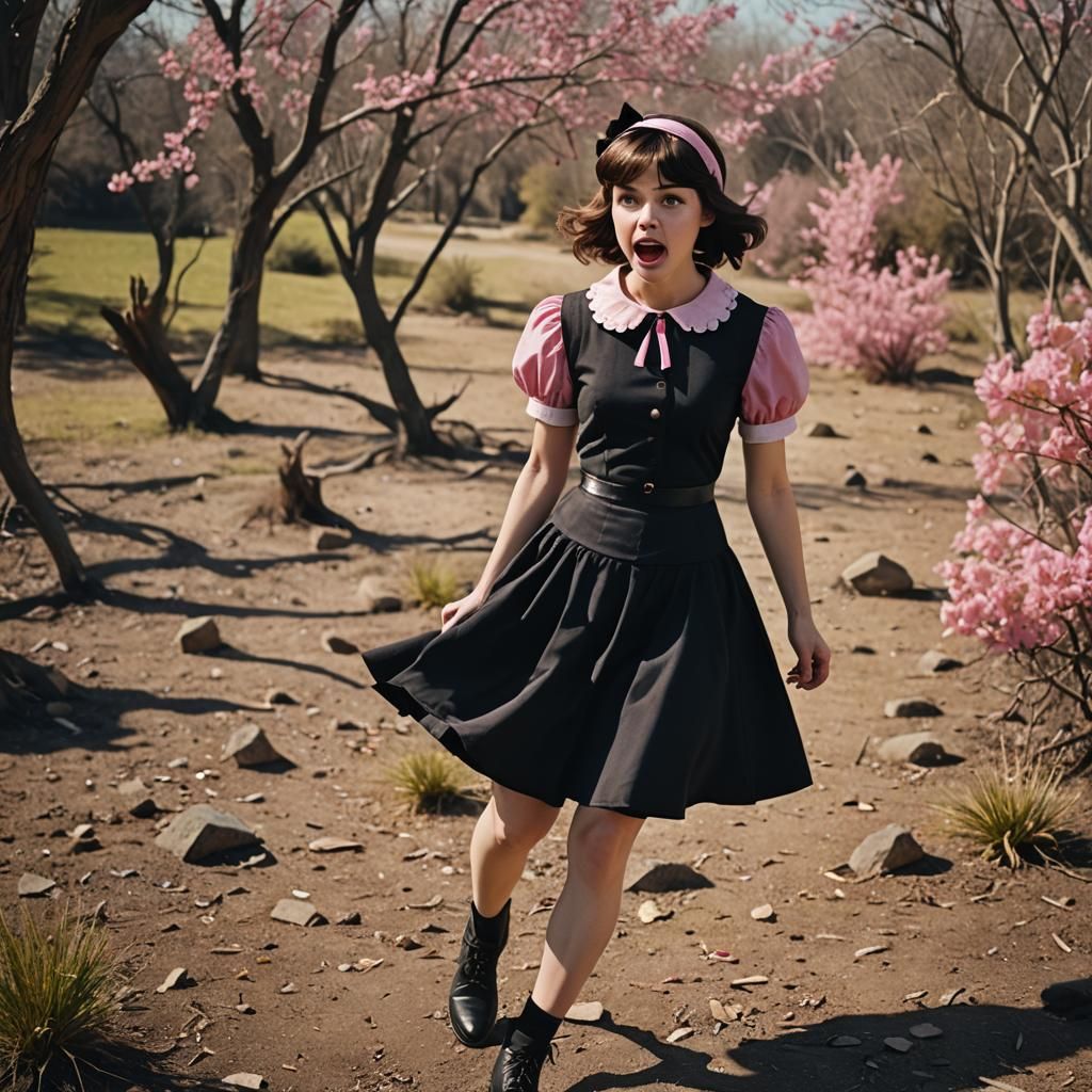 Ethereal A-Line Dress Swirls in Cinematic Breeze