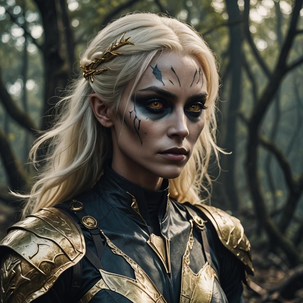 Drow Elf with Platinum Hair: Cinematic Portrait