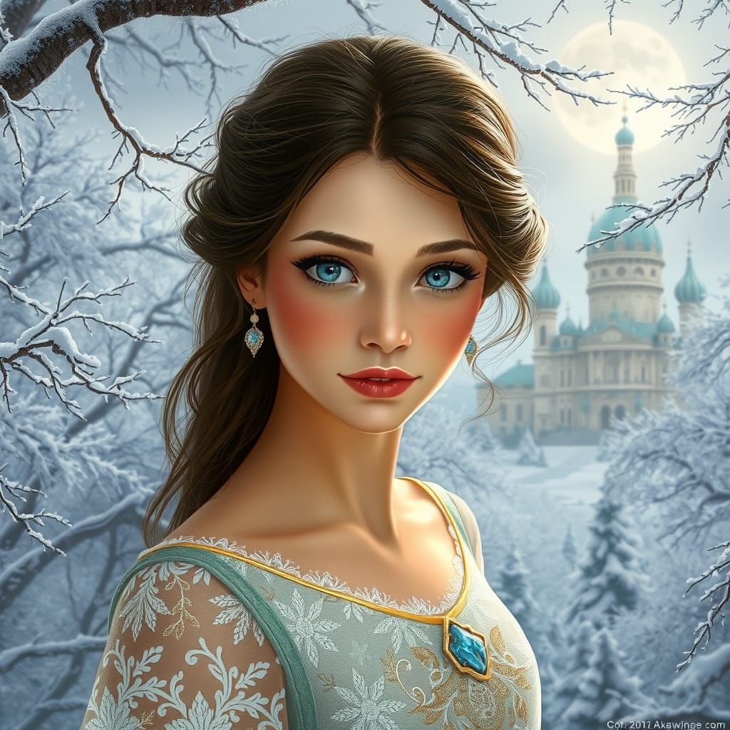 Princess in Winter Wonderland Digital Art